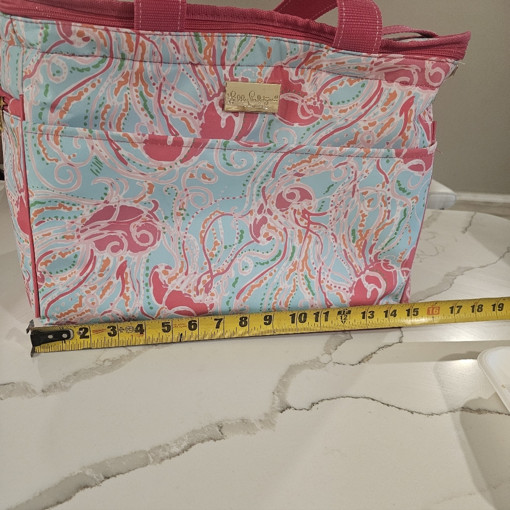 Lilly Pulitzer Pink and Aqua Tote Bag - Picture 5 of 6